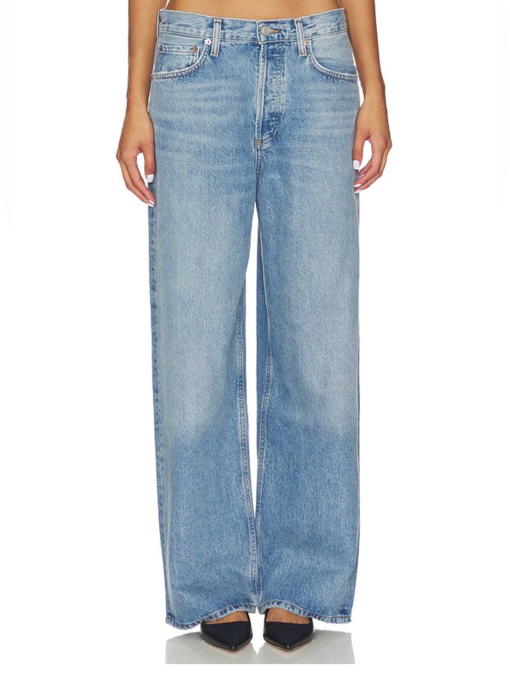 Agolde Women's Wide-Leg Light Blue Denim Jeans